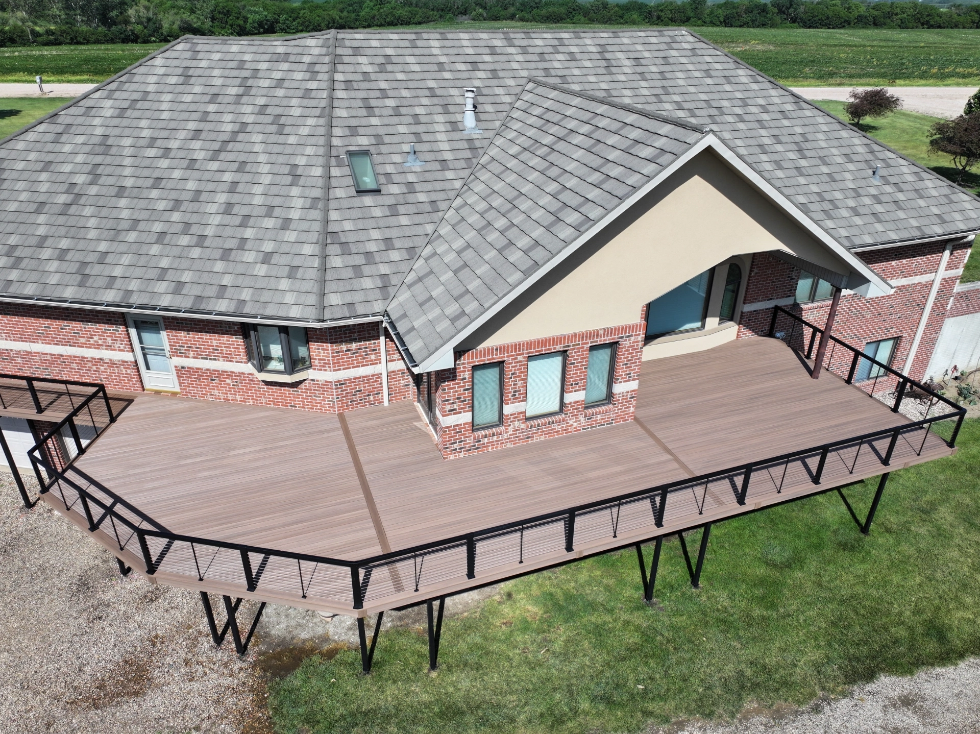 Aerial view of an all around composite deck