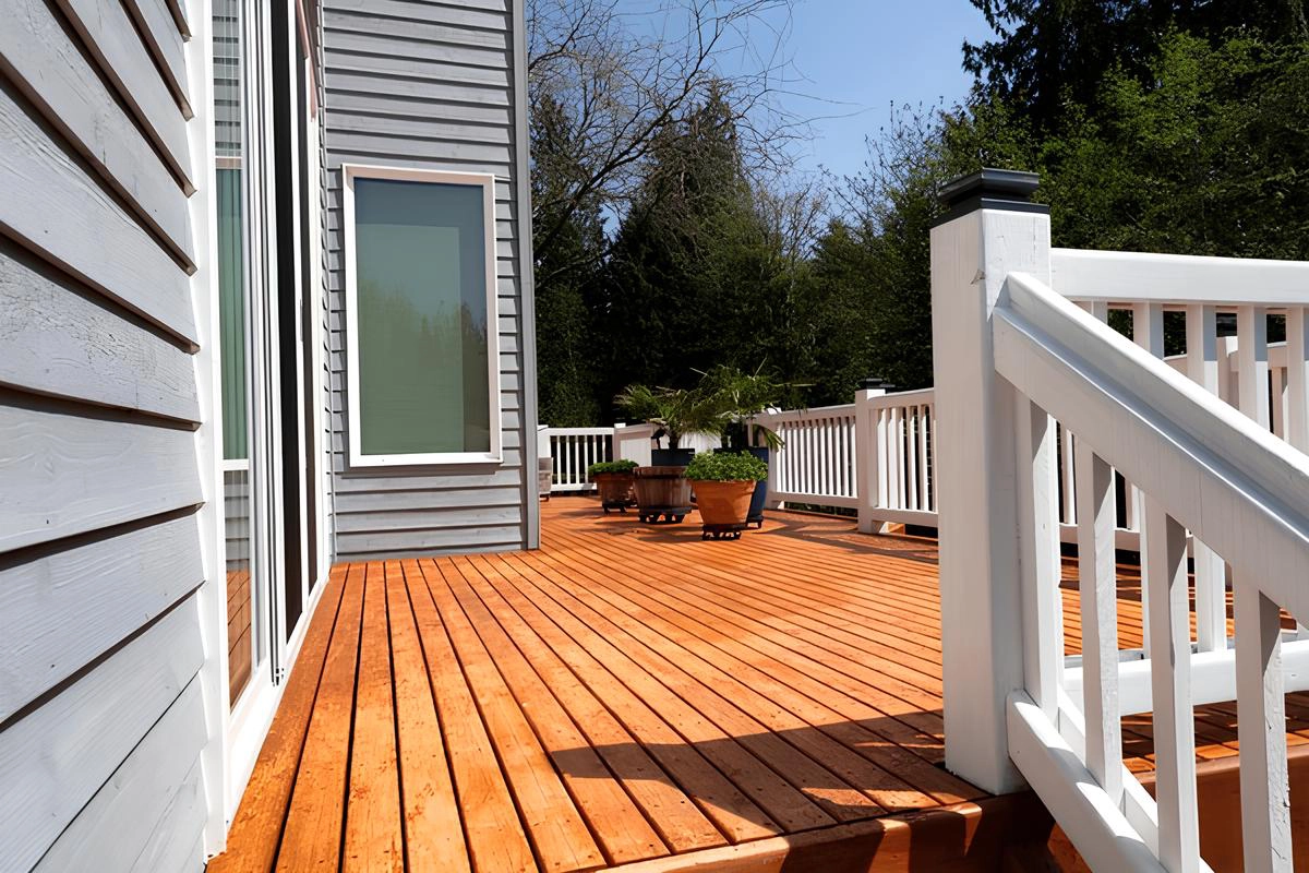 Freshly stained walk out home